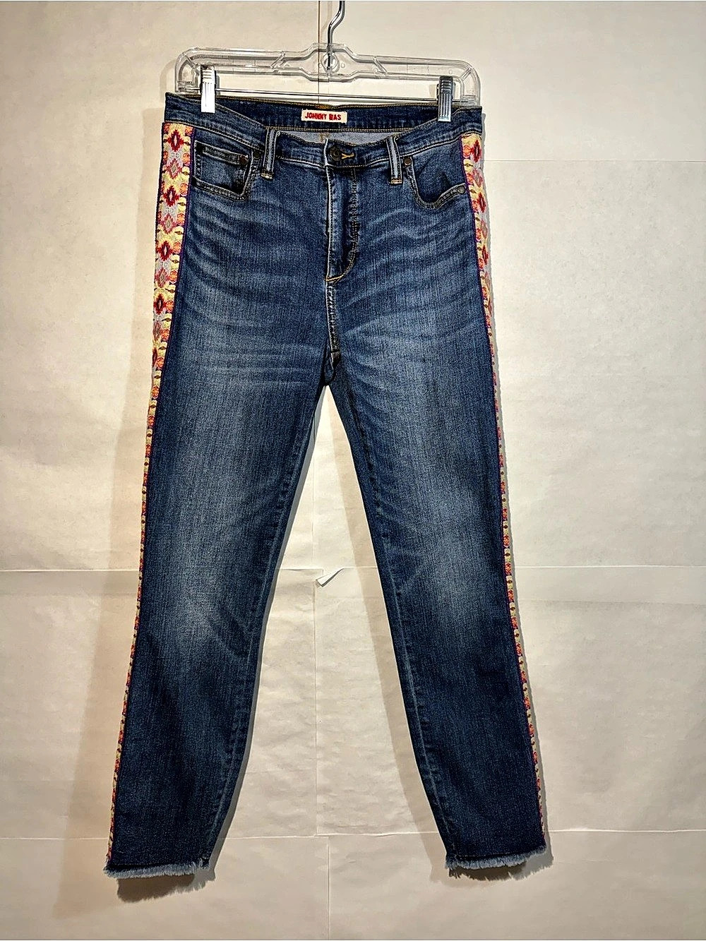 Johnny Was The Phoebe Skinny Jean Floral Side Stripe Jeans Waist 28 VGUC